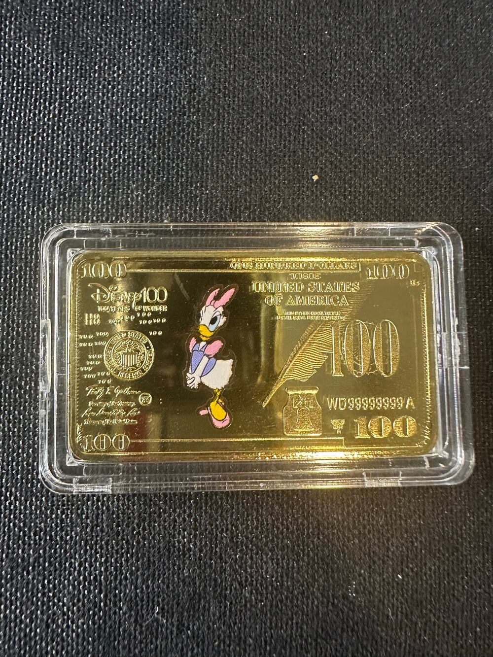Disney 100 Daisy Duck Gold Collectible $100 Banknote Bar 100 Years of Wonder